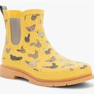 NWT Western Chief Yellow Chicken Print Rubber Rain Boots Size 7